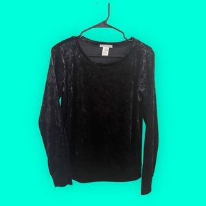 Matty M velour black long sleeve top size s